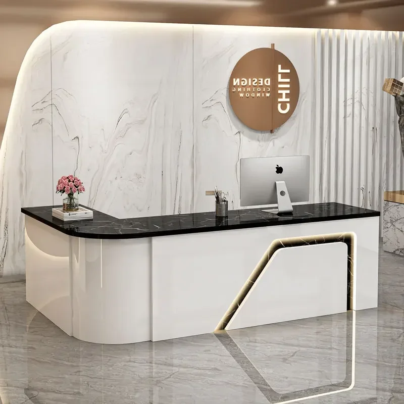 Italian Salon Reception Desk Small Simple Checkout Table Cashier Counter Desk Office Show Mueble De Recepción Hotel Furniture