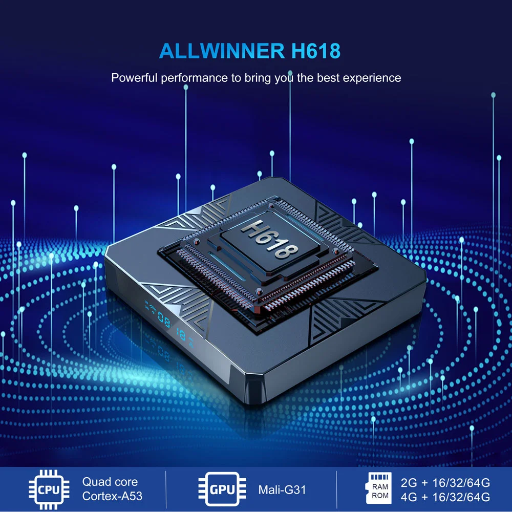 Android 12.0 X98H TV Box Allwinner H618 Quad core Smart TV Box 4k 6K 2.4G/5G Wifi6 HDR Media Player Set Top Box — zdjęcie produktu 3