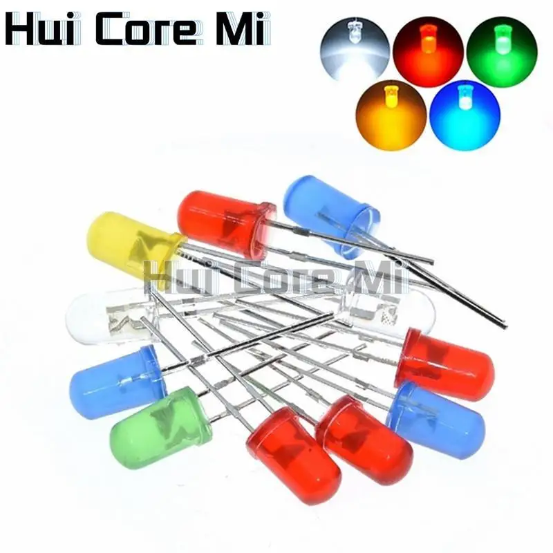 5Colors*20PCS=100PCS 5mm LED Diode Light Assorted Kit Green Blue White Yellow Red COMPONENT DIY kit new original
