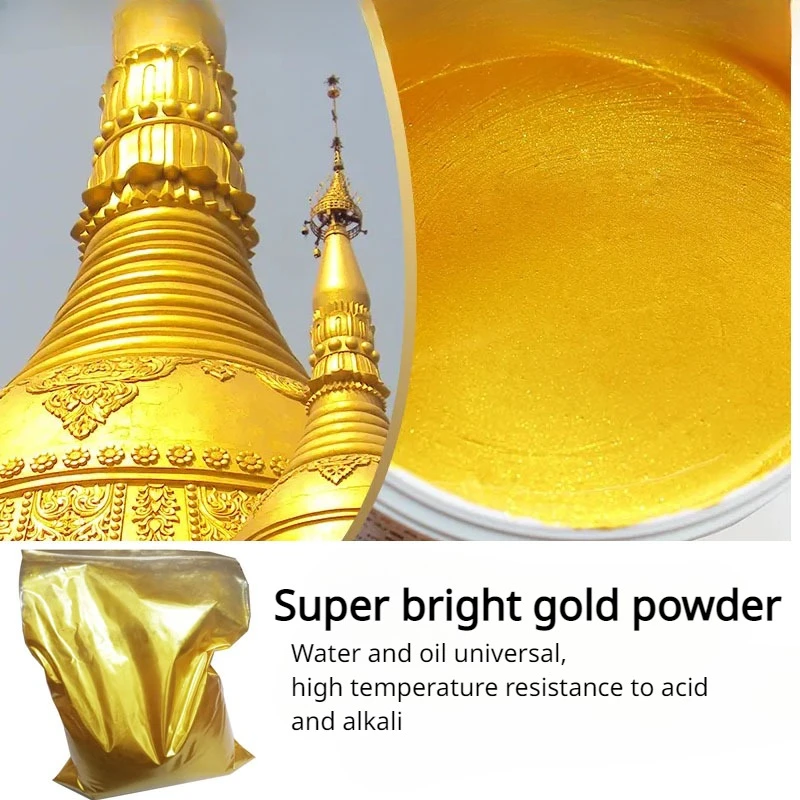 1000g Gold Powder High Brightness 400 Mesh Gold Leaf Pure Golden Pearl Powder Temple Buddha Plaque Couplet Color Ink Pigment