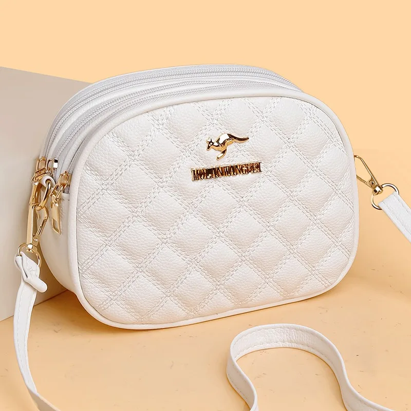 Women New High Appearance Level Three Layer Diamond Lattice Shoulder Fashion Crossbody Mobile Phone Bag