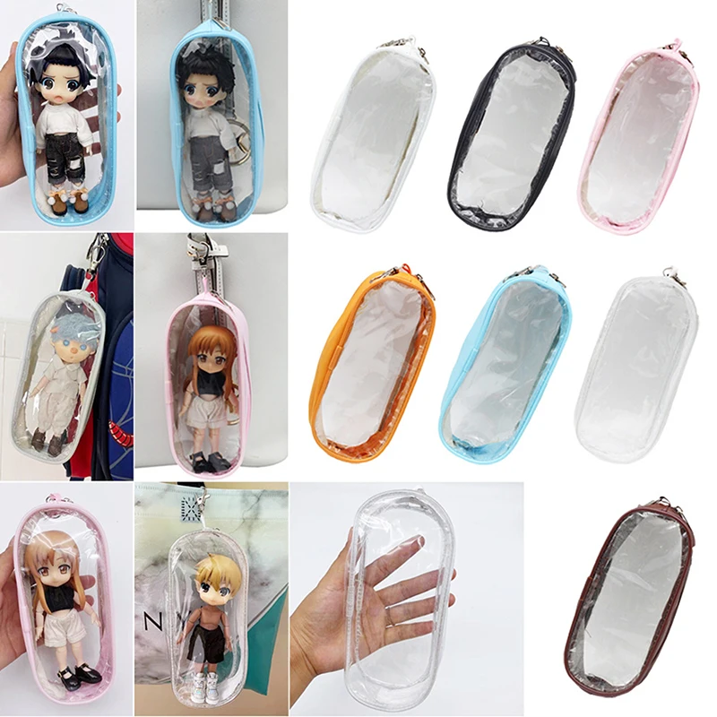 1Pc 1/12 Bjd Pop Uitgaan Tas Transparante Opbergtas Sleutelhanger Pop Reispakket Hanger Accessoires