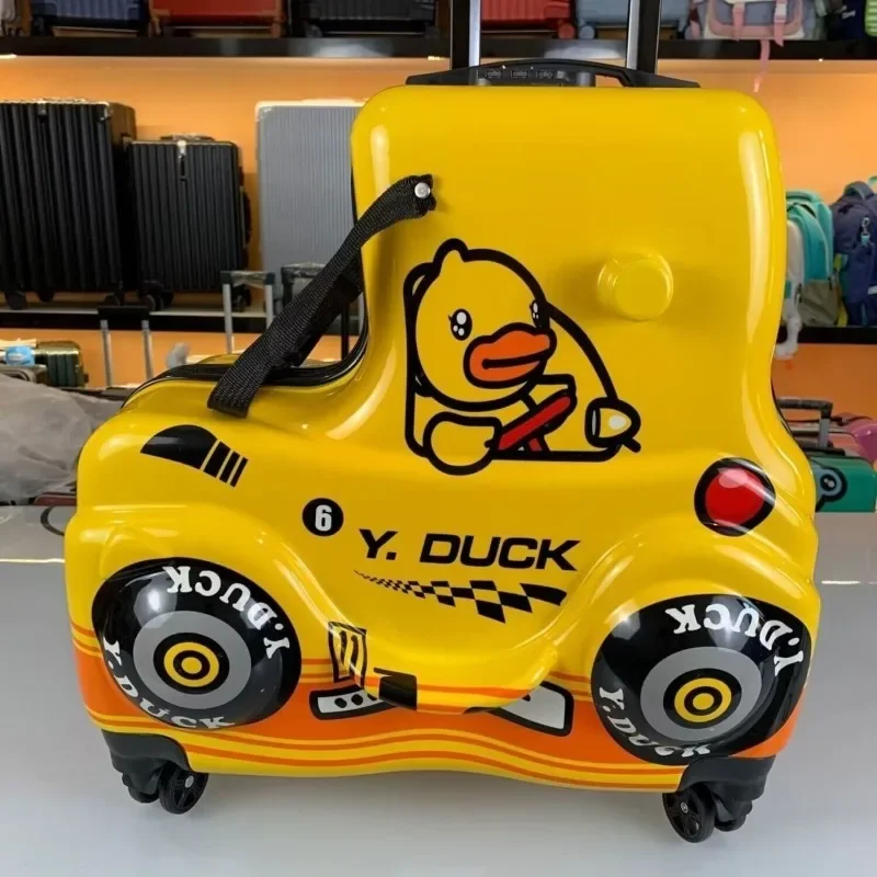 Y.DUCK men\'s and women\'s new style personalized creative cute cartoon pattern portable car universal wheel trolley riding box