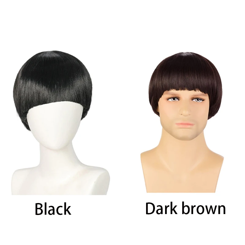 Men'S Short Mushroom-Shaped Wig Bowl-Shaped Is Suitable For Cosplay Spock Role-Playing Anime Costumes Halloween Parties