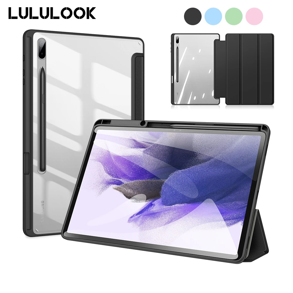 Tablet Case For Samsung Galaxy Tab S8 Ultra 14.6 S7/S8 11 S7/S8 Plus S7 FE 12.4 Cover With Pencil Holder Funda Transparent Case