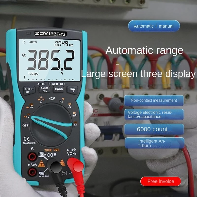 

Цифровой мультиметр ZOYI, высокоточный цифровой дисплей, Универсальный измеритель обслуживания, интеллектуальная защита от воды и электроэнергии