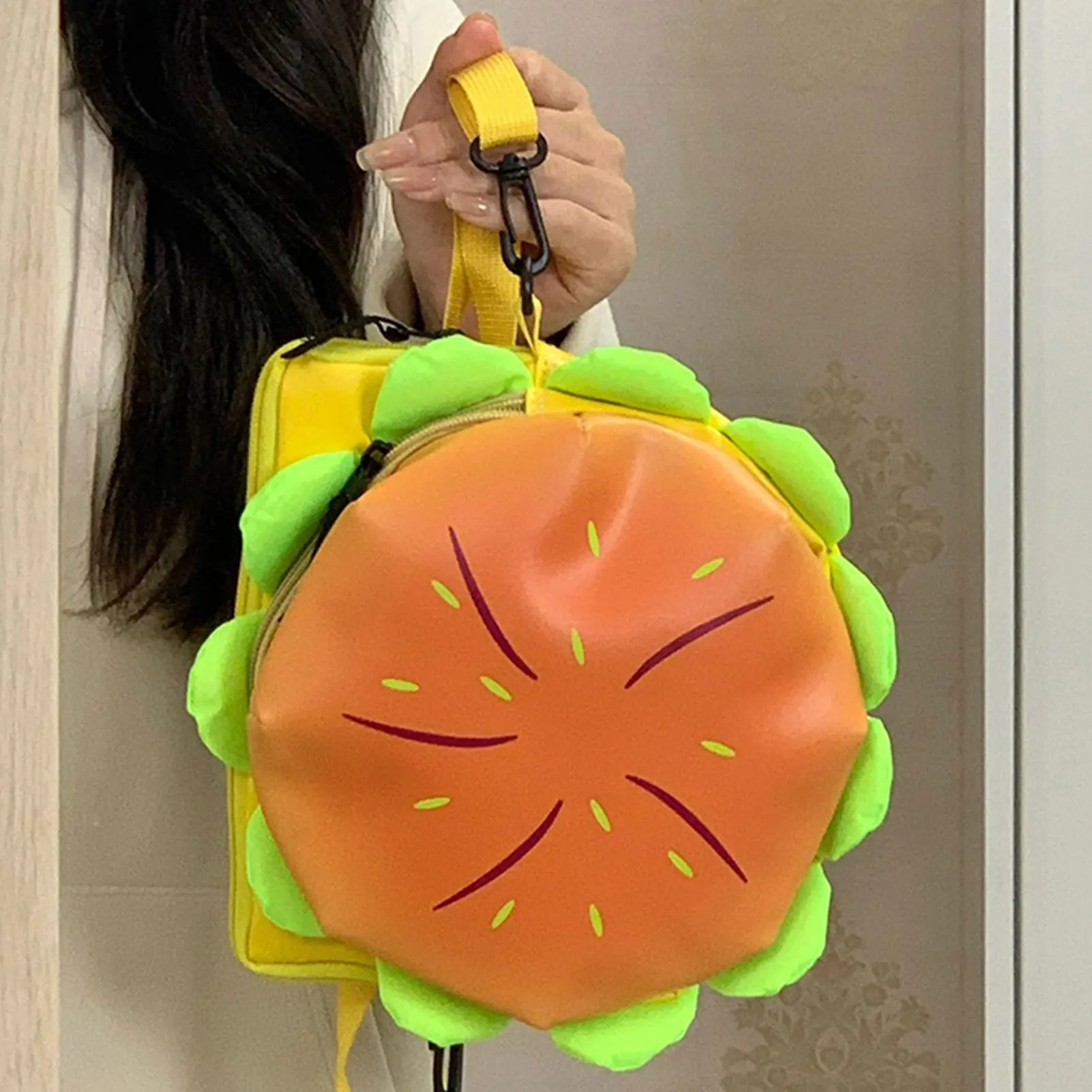 Cartoon Hamburger Daypack Casual Cheeseburger Backpack Large Capacity Fashion Schoolbag Messenger Bag ​For Travel Outdoor