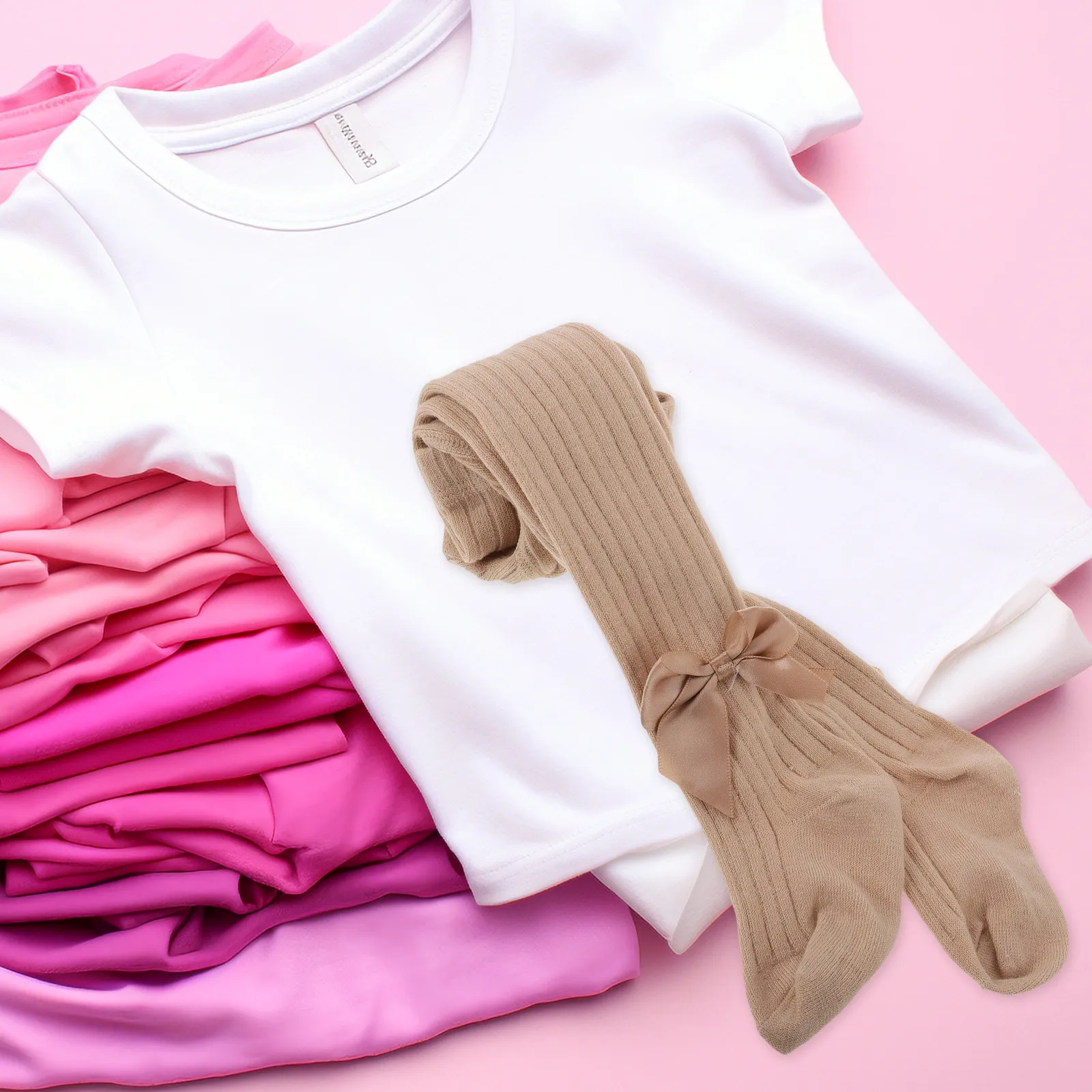 1Pair Ribbed Baby Girl Leggings Socks Bow Design Knee High Soft Cotton Newborn Infant Toddler Stockings Spring Autumn One-Piece