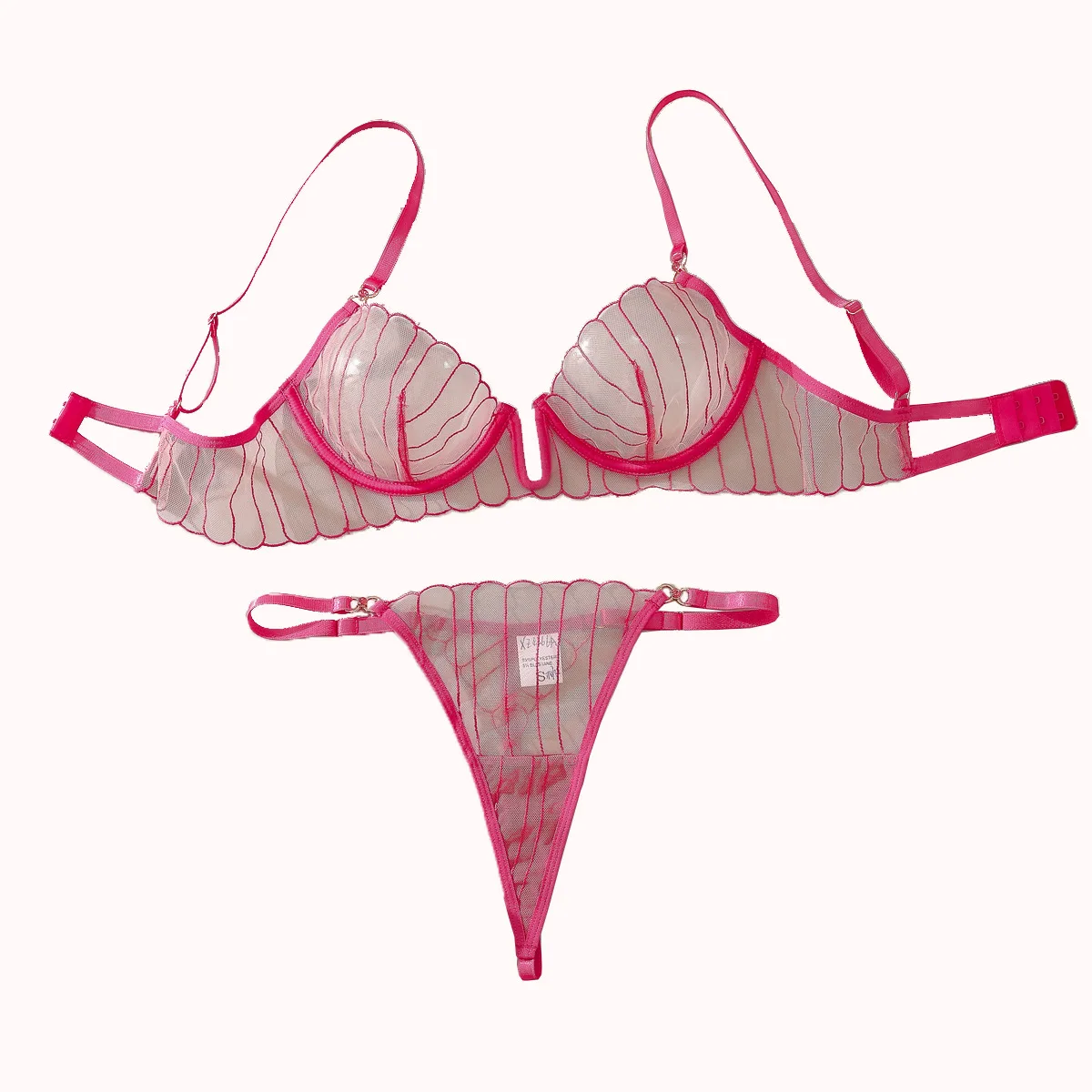 New sexy bra set with hollow three-point mesh embroidery, underwear and body shaping features