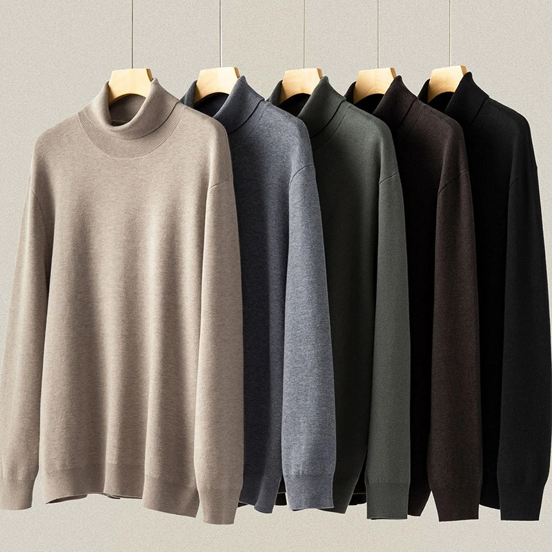 

Мужской вязаный пуловер с длинными рукавами, осенне-зимний теплый классический свитер, легкий черный, темно-серый, красный свитер