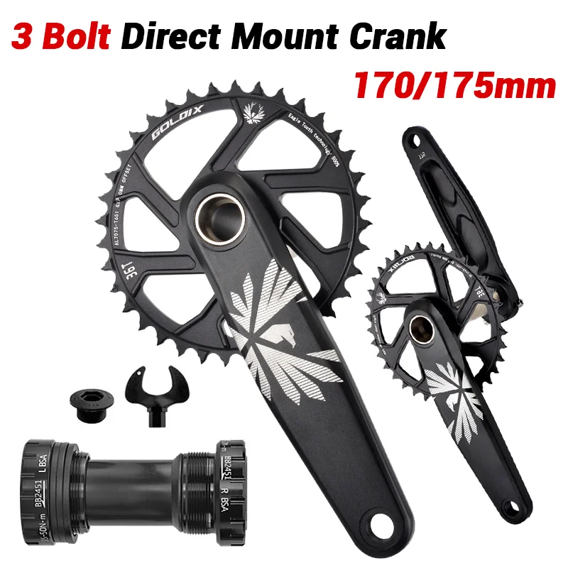 

Mtb Integrated Crank 170mm 175mm Hollowtech Bicycle Connecting Rods Narrow Crown 34 38 Teeth 32t 36 Tooth Single Chainring