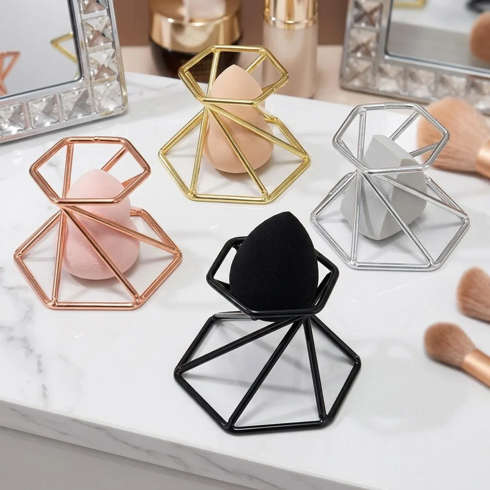 Geometric Metal Crystal Display Stand for Mineral Specimens, Hexagonal Holder, Sturdy Desk Showcase, Elegant Office &