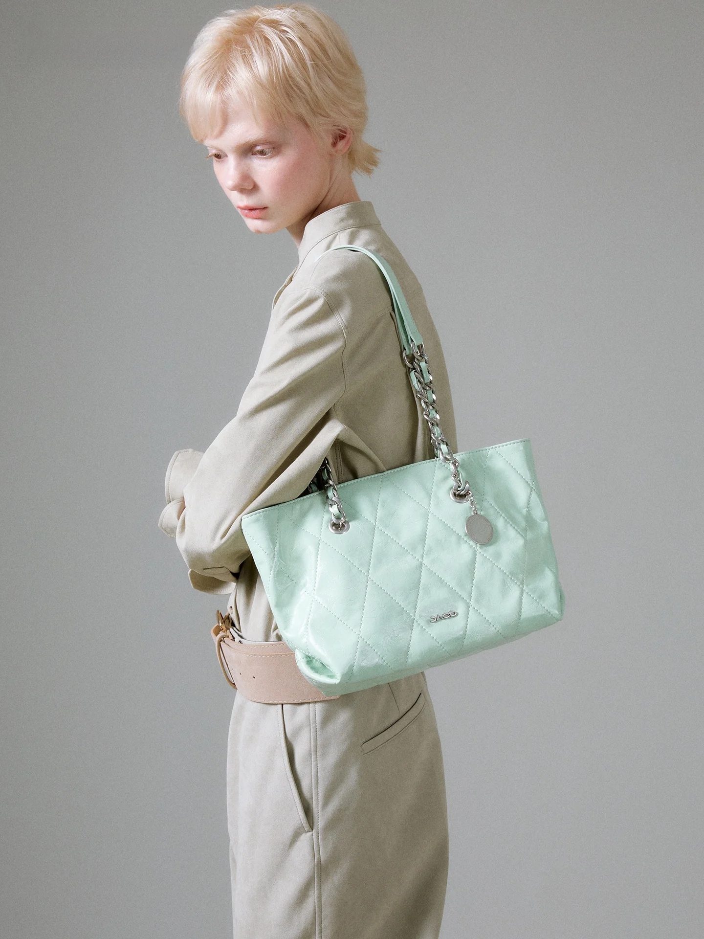 

JACD Mint Green Tote Bag Women's Large Capacity Chain Bag Single Shoulder Bag Commuter Women's Bag 2026 New Summer Style
