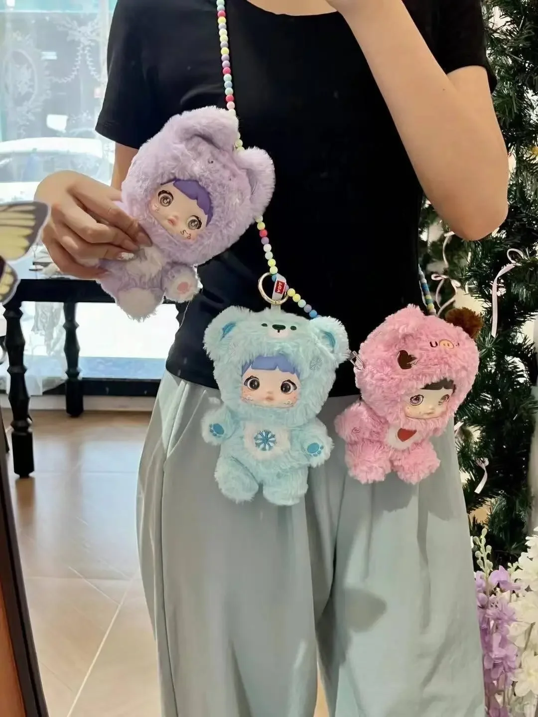 Nommi Lovelineless Never Ends Series Llavero de caja ciega de felpa con cara de vinilo, muñeca linda, dije de bolso para niñas, juguete de regalo coleccionable