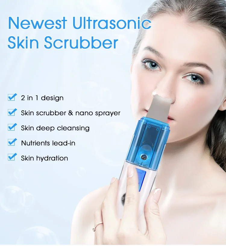 Nieuwe Collectie Depurador De Piel Peeling Gezicht Hoofdspuit Ultrasone Spatel Machine Dode Huid Verwijderen Huid Scrubber
