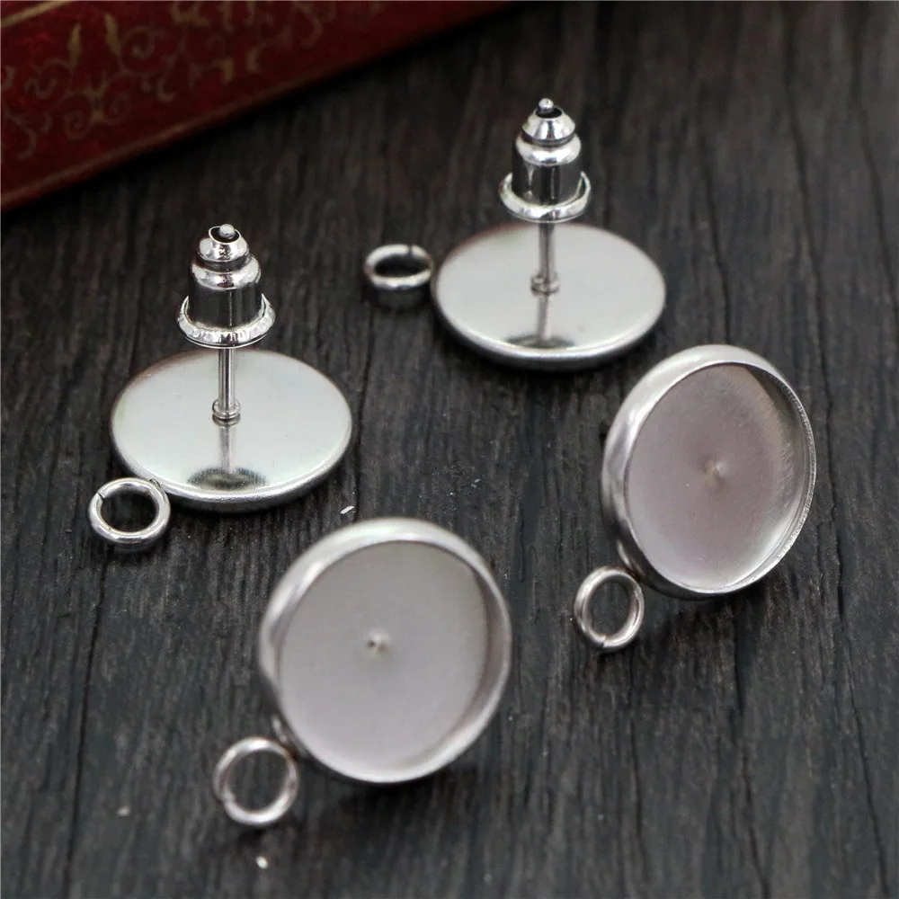 (Nigdy nie znikną) 6mm 8mm i 10mm 20 sztuk/partia kolczyki ze stali nierdzewnej, kolczyki puste/Base,Fit 8mm i 10mm szklane kaboszony — zdjęcie 5