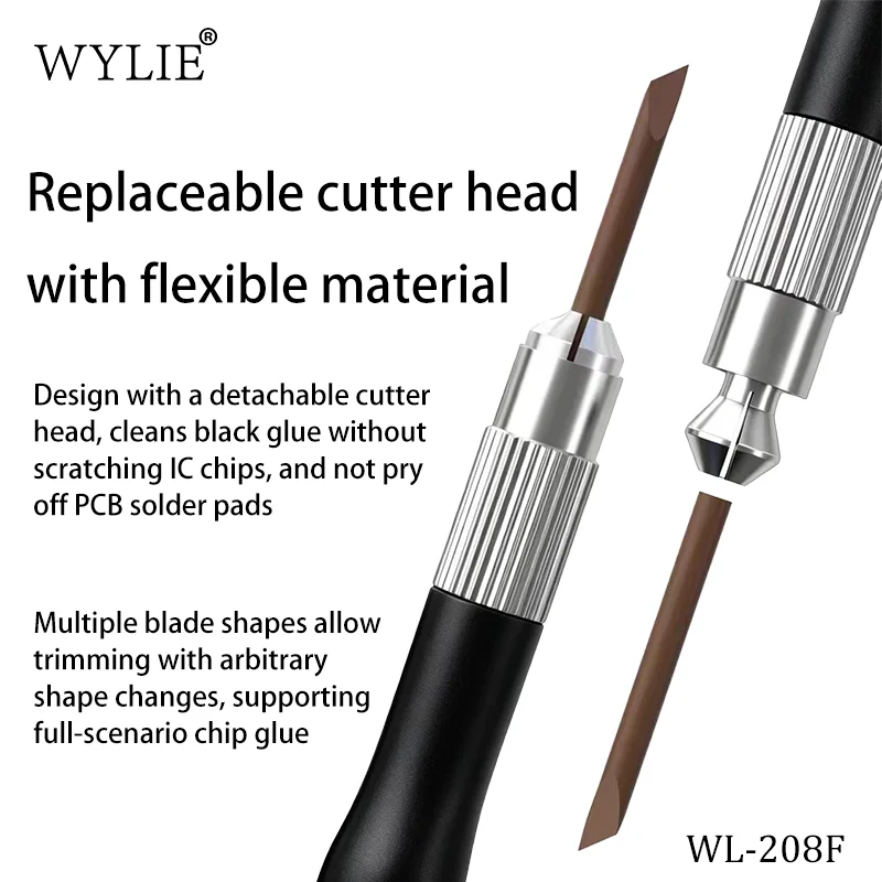 WYLIE WL-208F CPU Specific Glue Removal Knife Replaceable Cutter Head Flexible Material for IC Chip Repair Phone Motherboard