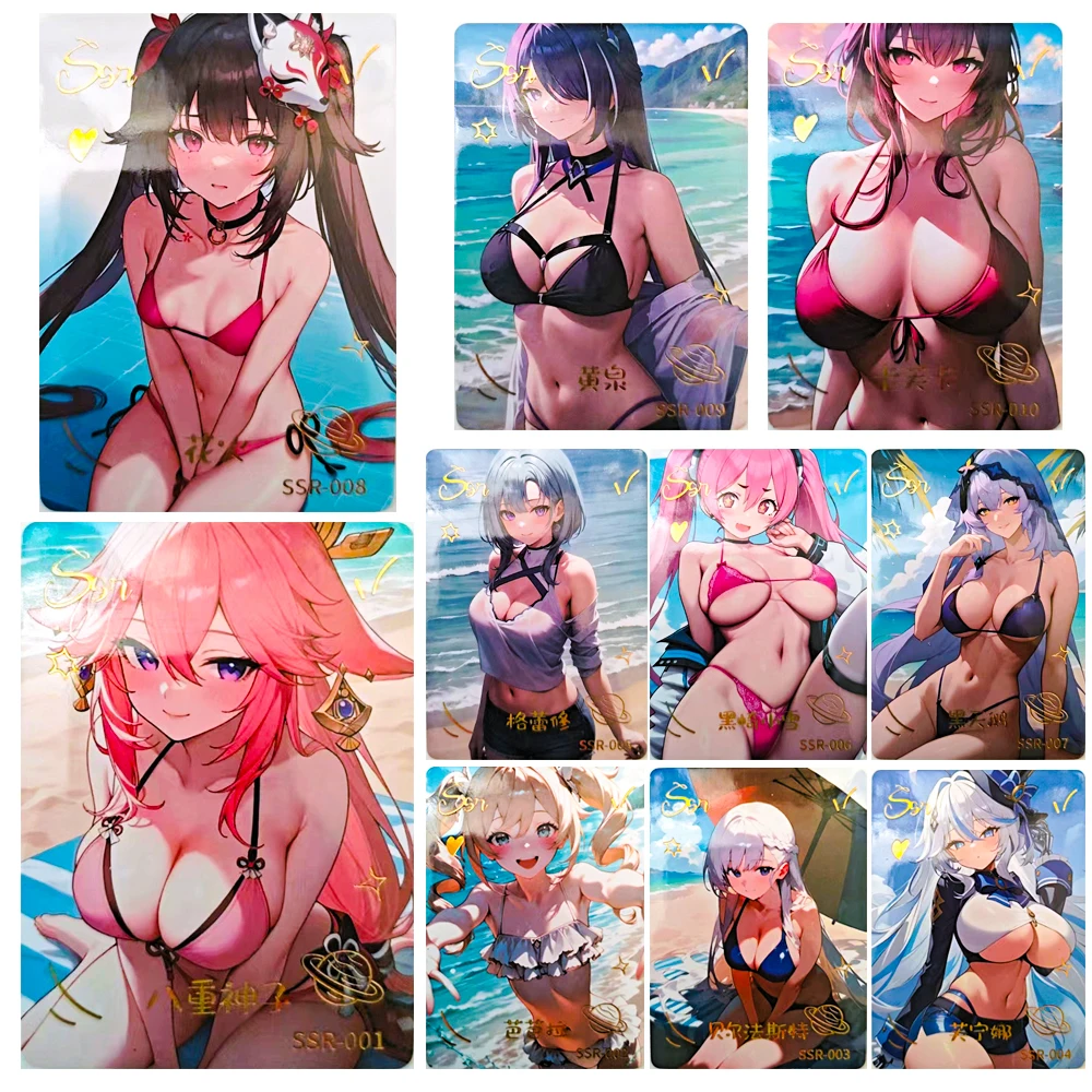 

История богини SSR Barbara Furina Griseo Sparkle Kafka Keqing Firefly Yae Miko Золотая текстурированная коллекционная карточка Праздничные подарки