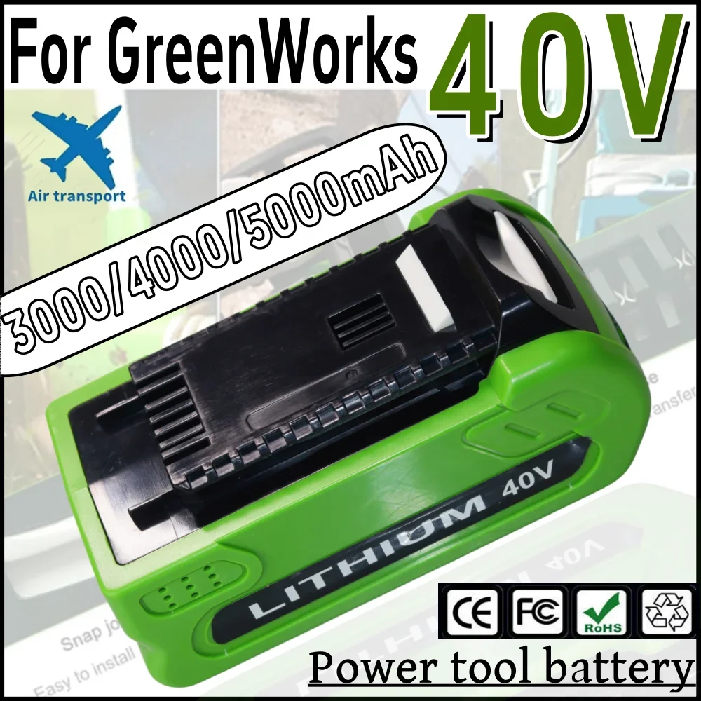 

For GreenWorks Power Tools 40V 10J 3000/4000/5000mAh Lithium Battery，Compatibility 29462 29472 29282 G-MAX GMAX Lawn Mower