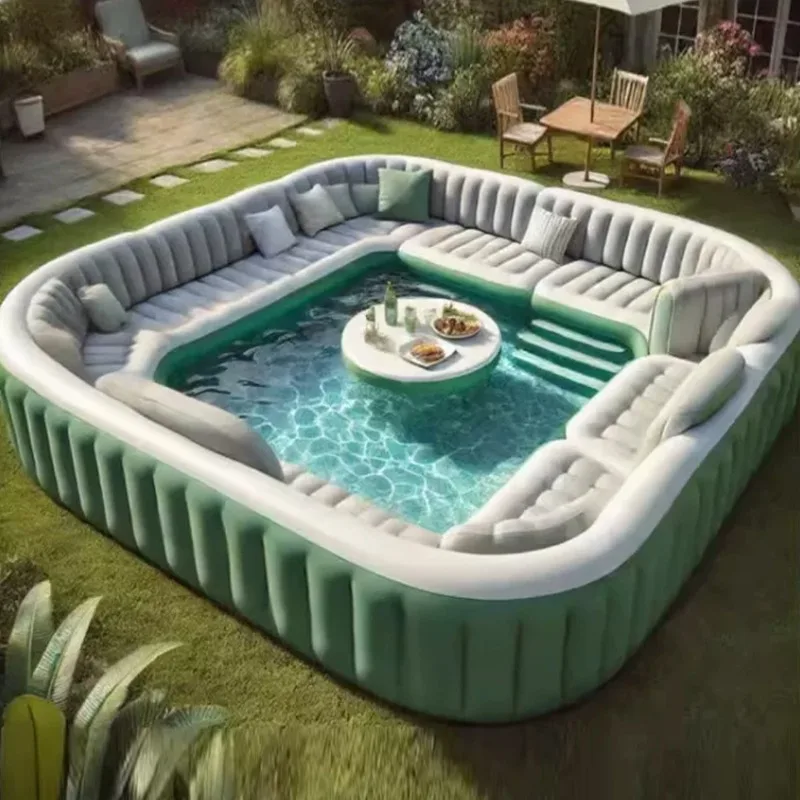 Inflatable Water Bar Swimming Pool with Surround Sofa And Built-In Bar Villa Courtyard Party Atmosphere Accessory