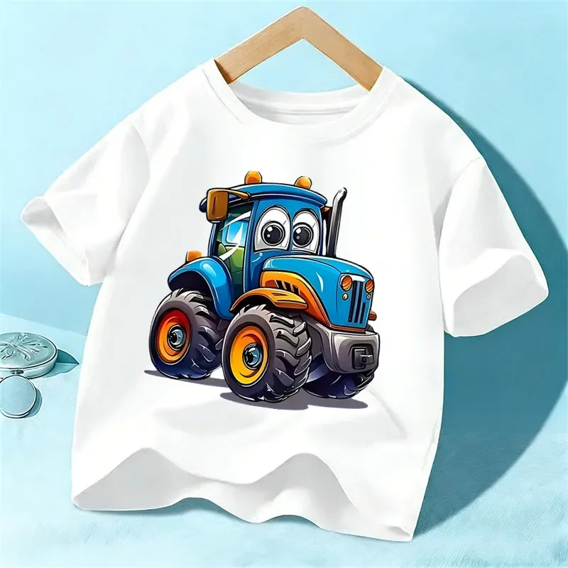 American-style Clothes, Tractor Short-sleeved T-shirt, School Uniform-style Children's Clothing, Student T-shirt, Trendy Fashion