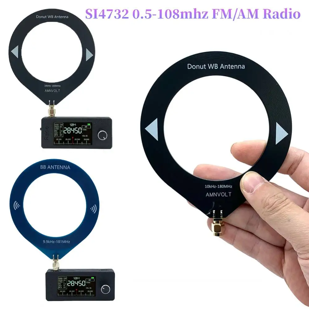 

SI4732 0.5-108mhz Pocket Mini Radio 1.9inch IPS Screen FM/AM Radio with Ring Antenna All Band Radio Receiver HF SW MW VHF Radio