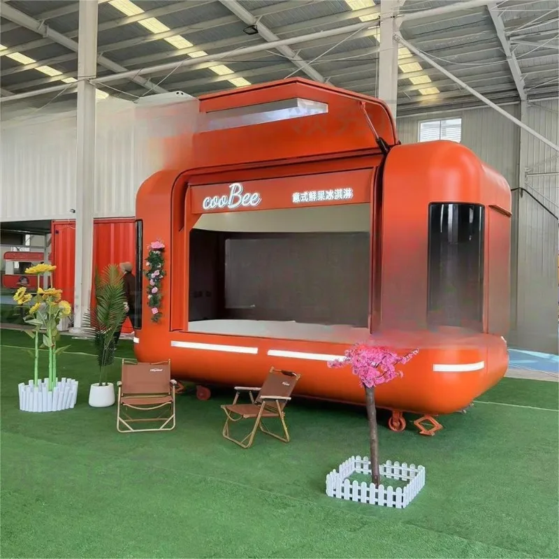 

Dining car coffee milk tea night market mobile four-wheel snack car flying wing door