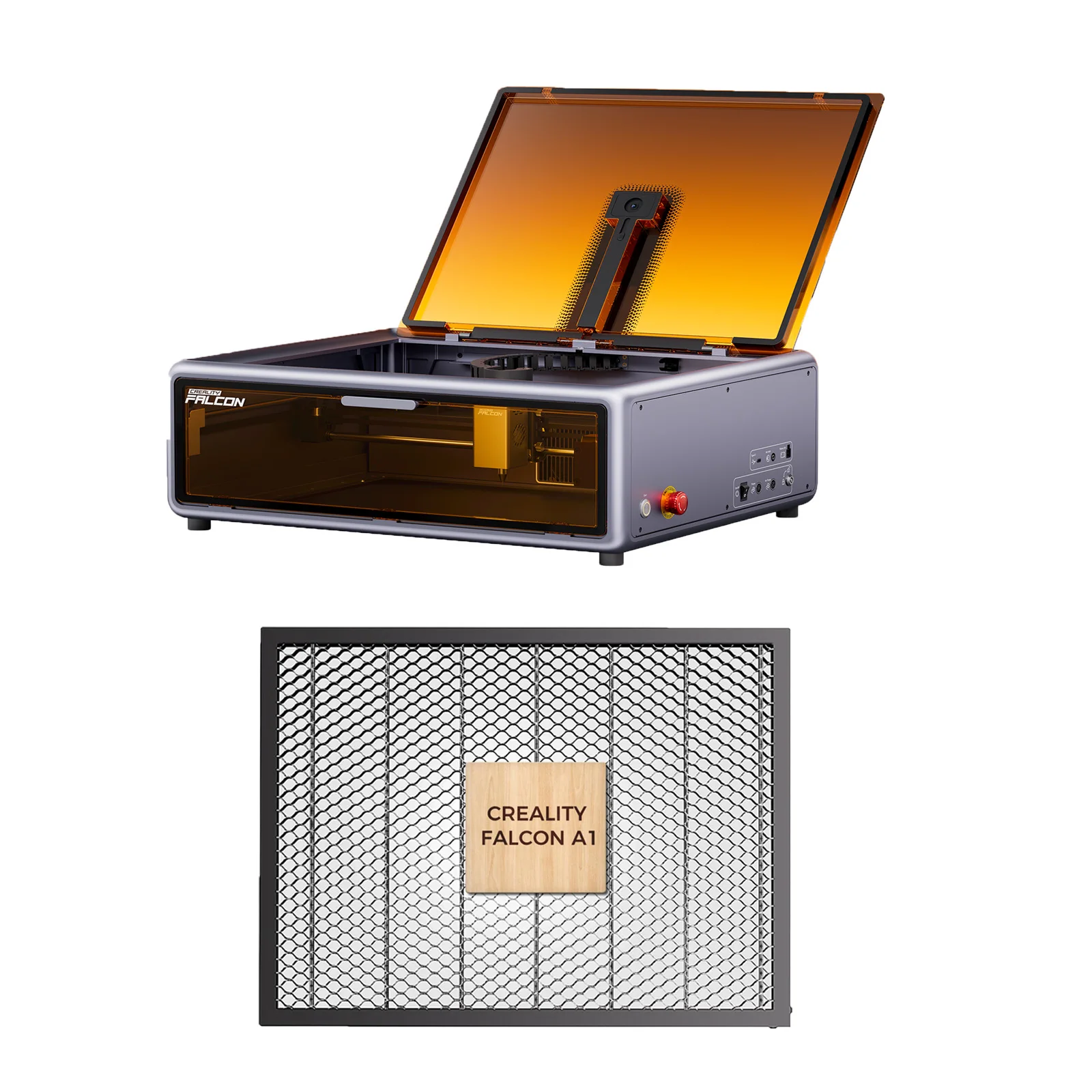 Creality Falcon A1 10W Laser-Graviermaschine Geschlossener Schneideplotter mit Luftunterstützung HD-Kamera-Positionierung mit Creality 460*346mm Wabenplatte