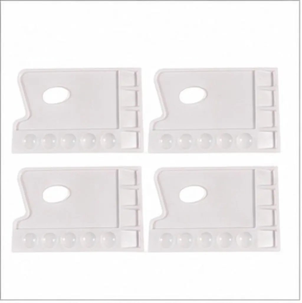 4Pcs Plastic Paint Trays Large Capacity 9 Grids Pigment Pallets for Color Mixing Painting DIY Art Supplies for Manicurists