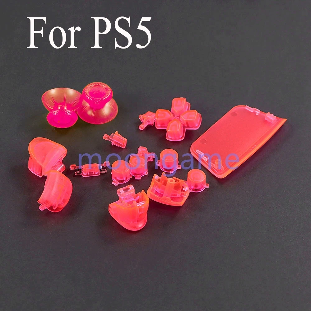 1set Replacement Transparent Buttons Set D-Pad L1 R1 L2 R2 Trigger Button Key Accent Ring For PS5 2.0 BDM-020 Controller