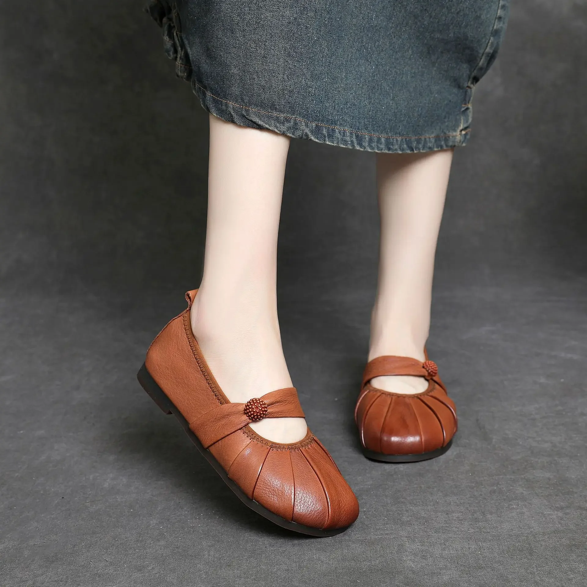 Koznoy 2cm 2024 Native Flats Shoes Women Natural Cow Genuine Leather Soft Soled Loafer Slip on Ethnic Oxfords Moccasins Comfy