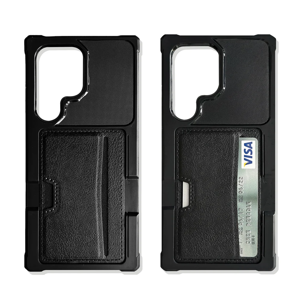 

Case for Samsung Galaxy S24 Ultra S24Plus S23 Ultra S22 with Card Storage Type Anti-drop Wear-resistant Cool Black phone Shell