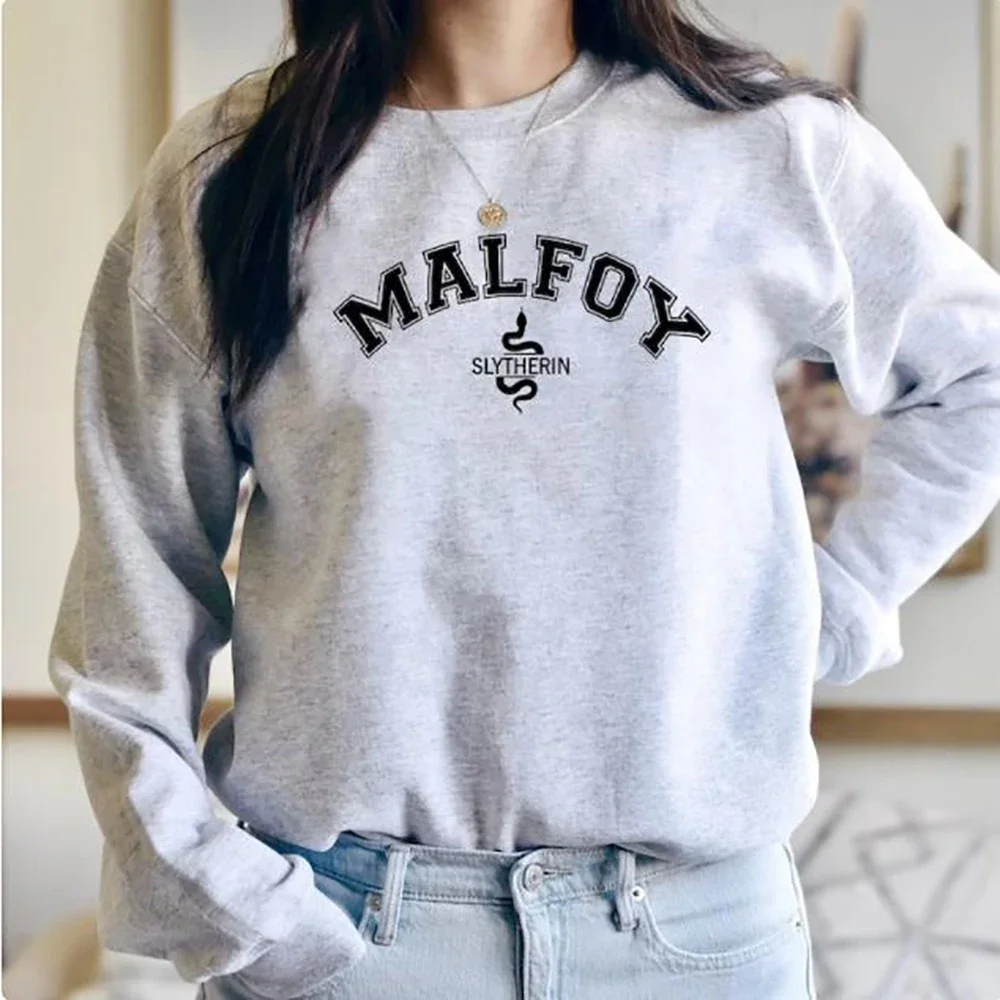 Malfoy-Sudadera de cuello redondo para hombre y mujer, Jersey Unisex de manga larga con capucha, ropa de calle de Dark Academia para Otoño e Invierno