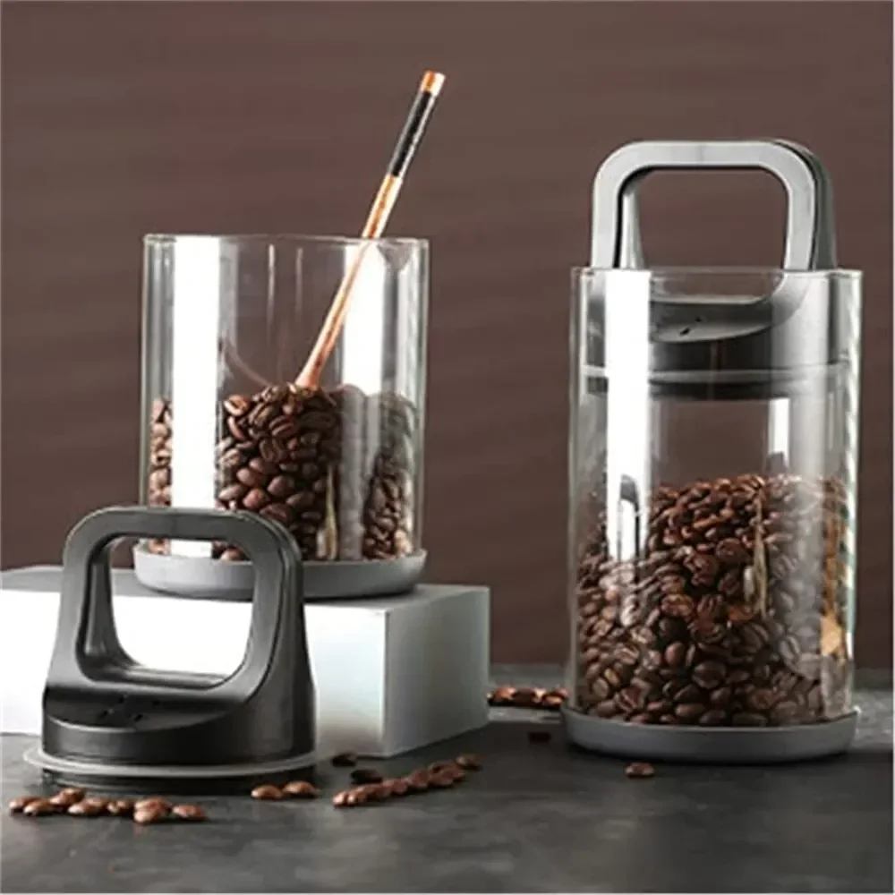 Boîtes de grains de café en verre ventilées et scellées sous vide, récipient transparent, conserve la fraîcheur, humidité précieuse, stockage vert