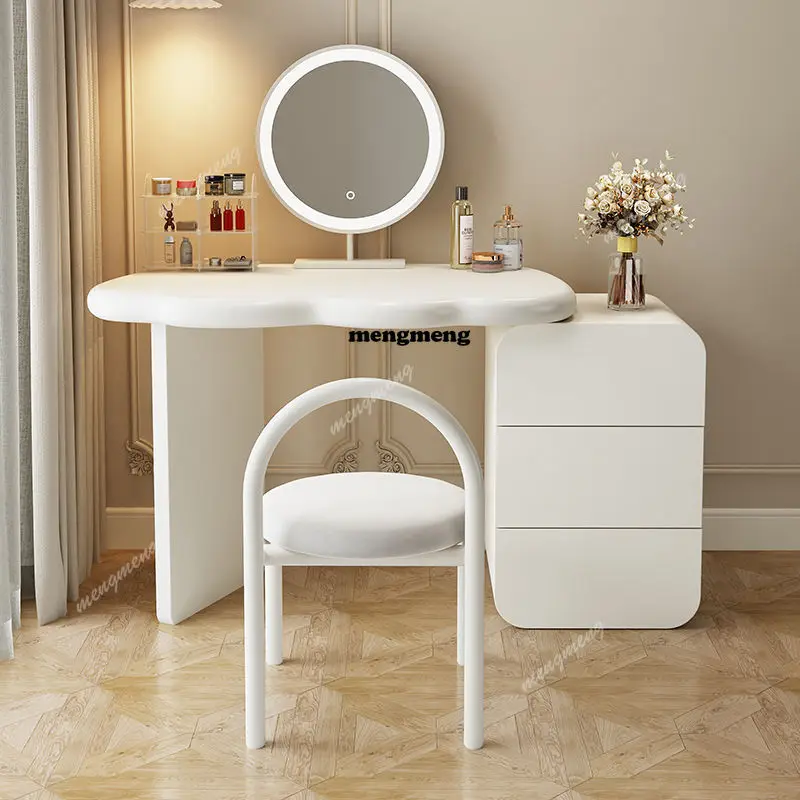 

Creative Nordic Solid Wood Dressing Tables Set Home Storable Girls Bedroom Dressers Cloud Dressing Table with Makeup Chairs