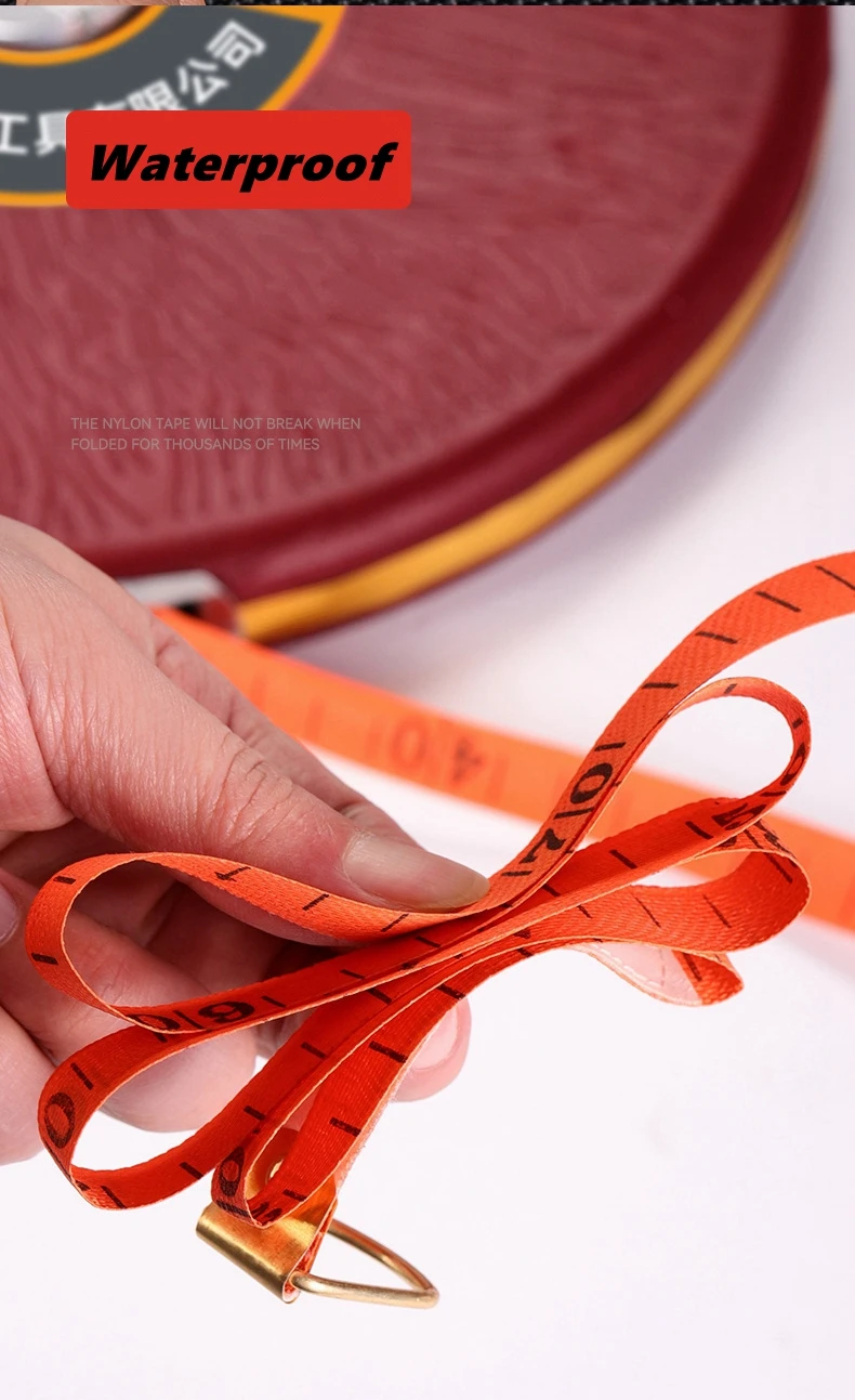 شريط قياس العمل أداة قياس يدوية من الدرجة الهندسية مسطرة 20 متر/30 متر/50 متر شريط قياس طباعة وجه مزدوج للبناء