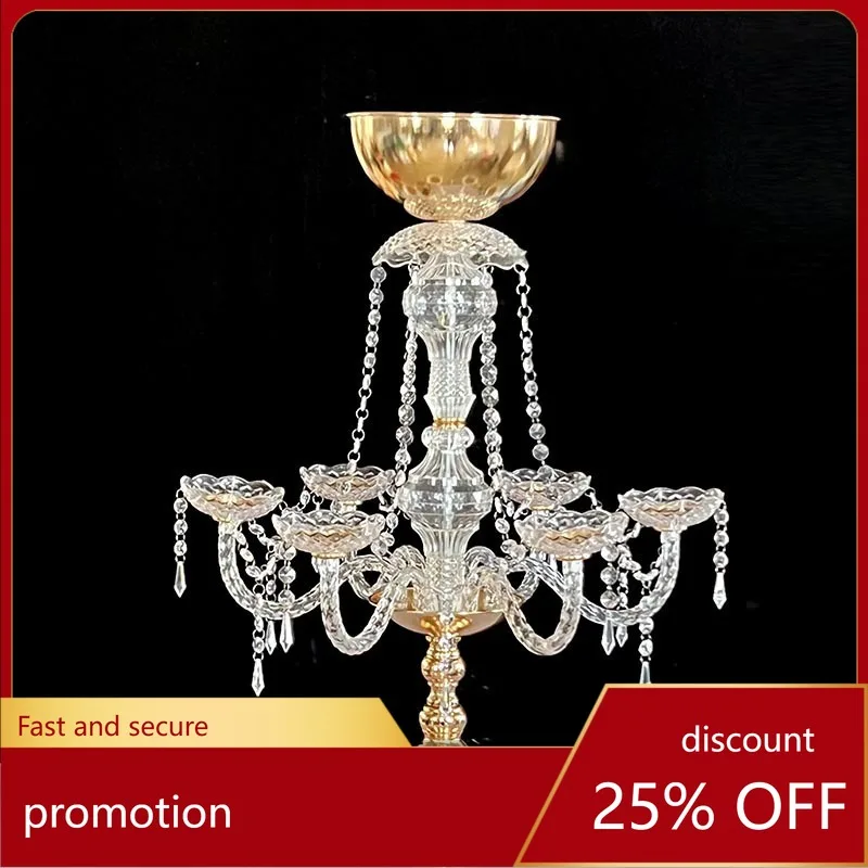

Hxl acrylic crystal iron electroplated gold candlestick wedding props decorations