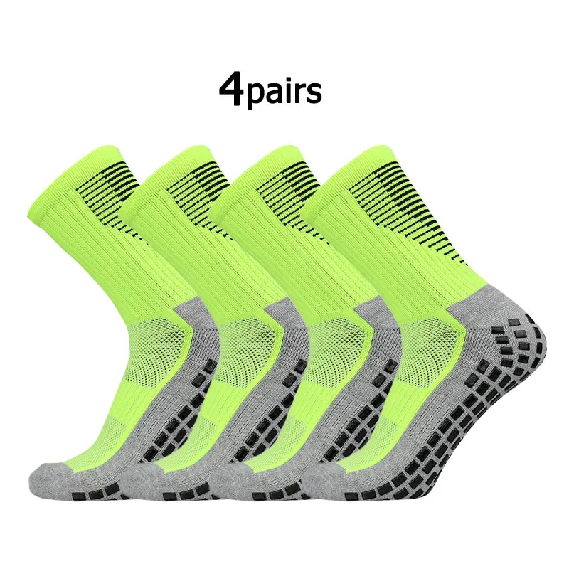 4 pairs New Football Socks Men and Women Sports Socks Non-slip Silicone Bottom Soccer Basketball Grip Socks