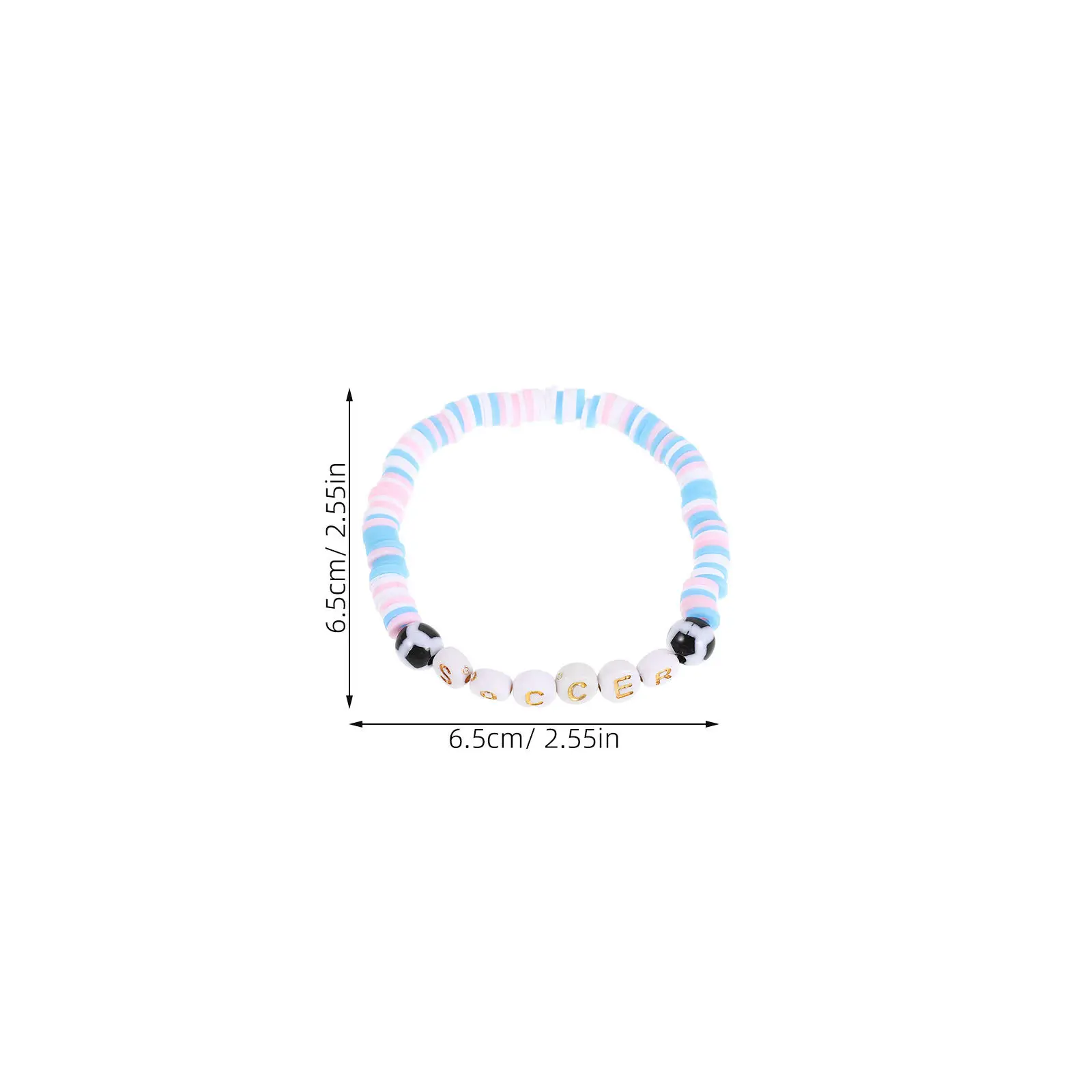 25Pcs Soccer Bracelets Stackable Clay Beaded Adjustable Sports Party Favor Jewelry Soccer Team Birthday Supplies Sports Present