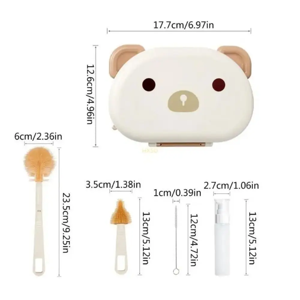 ポータブルボトルクリーニングブラシセット ナイロンスポンジ コンパクト乳首ストロークリーナーキット フレキシブルブラシ トラベルサイズ