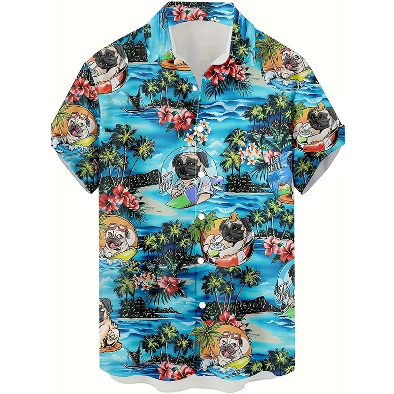Dogs Men's Shirts Funny 3d Print Casual Hawaiian Shirts Man Casual Shirt For Man Street Button Short Sleeves Lapel Clothing 2025