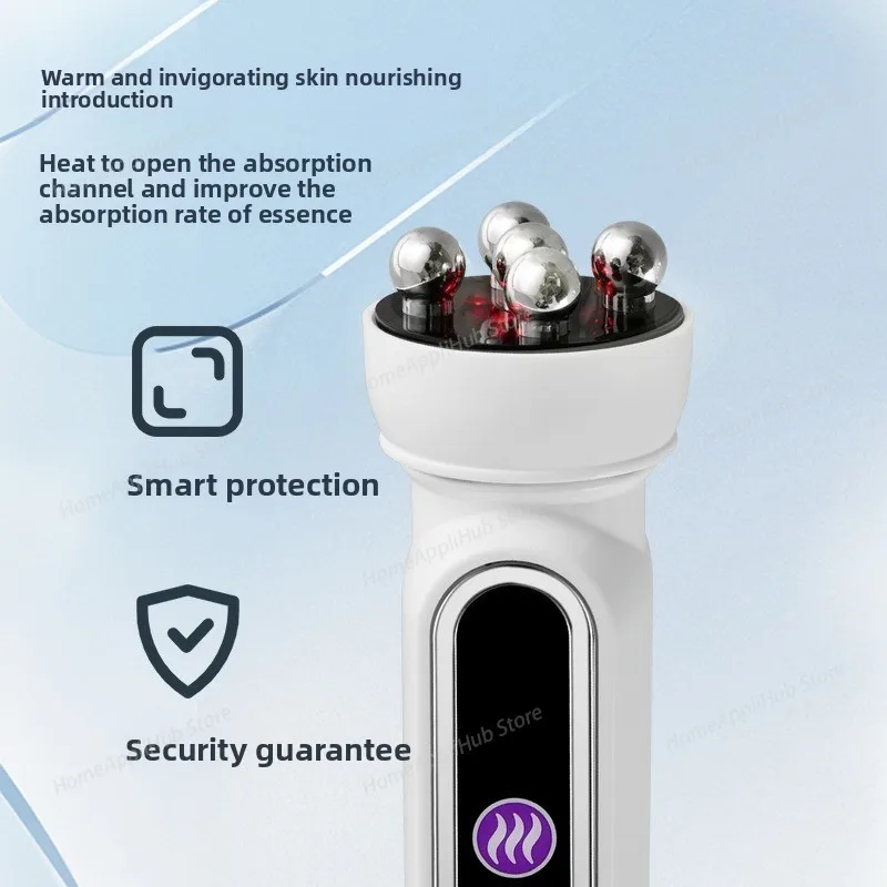 New Facial Roller Massager EMS LED Phototherapy Rotary Massage Heating Introduction For Fine Pores Reduction Fine Lines beauty