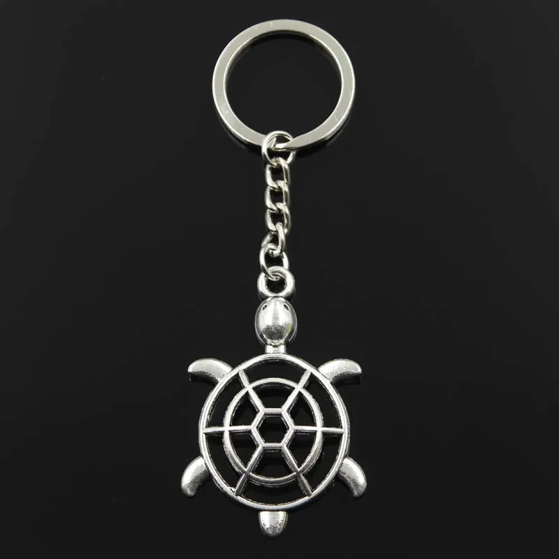 Fashion Keychain 56x37mm Turtle Tortoise Silver Color Pendants DIY Men Jewelry Car Key Chain Ring Holder Souvenir For Gift