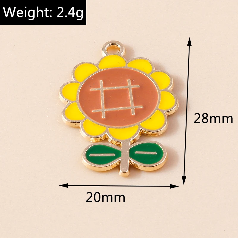 10pc Cute Enamel Summer Sunflower Charms for Necklace Earrings Bracelet Jewelry Making Accessories Plant Flowers Pendants