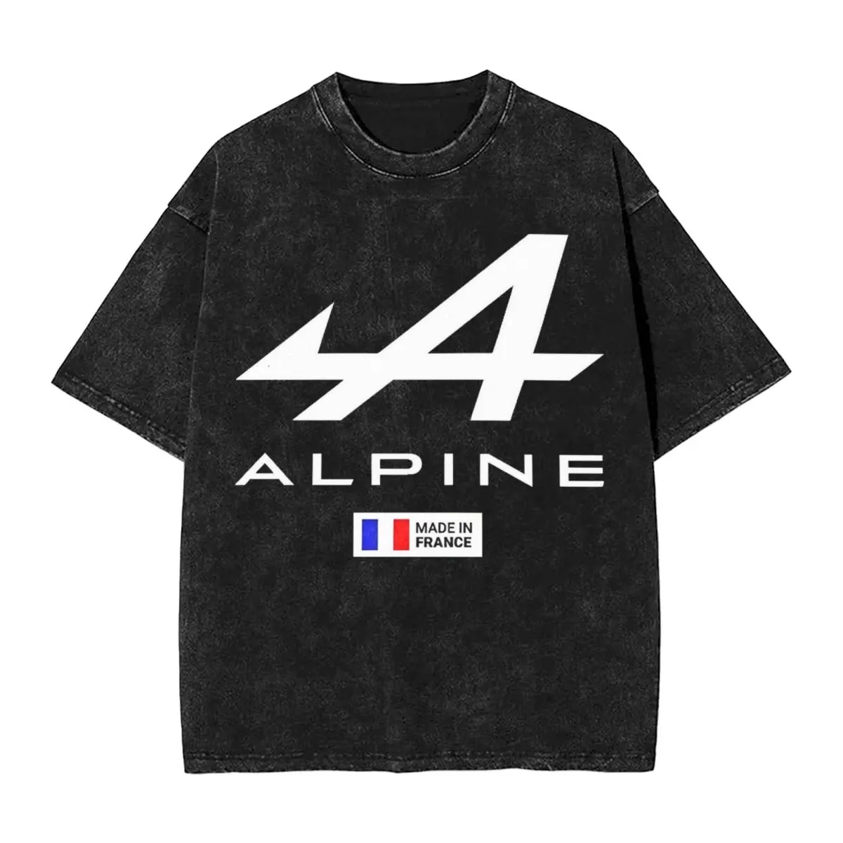 Washed T Shirts Alpine Car 110 Logo Hip Hop Novelty T-Shirts Harajuku Racing Streetwear 100% Cotton Summer Tee Shirt Men Women