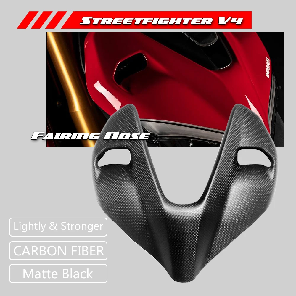 

for DUCATI STREETFIGHTER V4 2020 2021 Motorcycle 100% Real Carbon Fiber Front Fairing Cover Cowling Panel Guard Protector