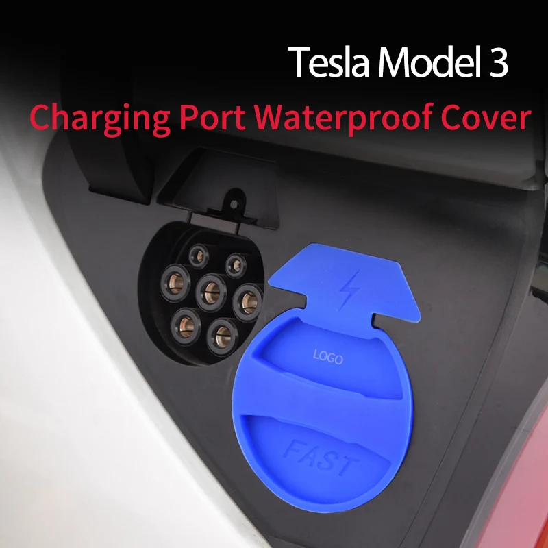 Car Charger Port Silicone Waterproof Cover Electric Vehicle Dustproof Charging Port Protective Cap for Tesla Model 3 Accessories