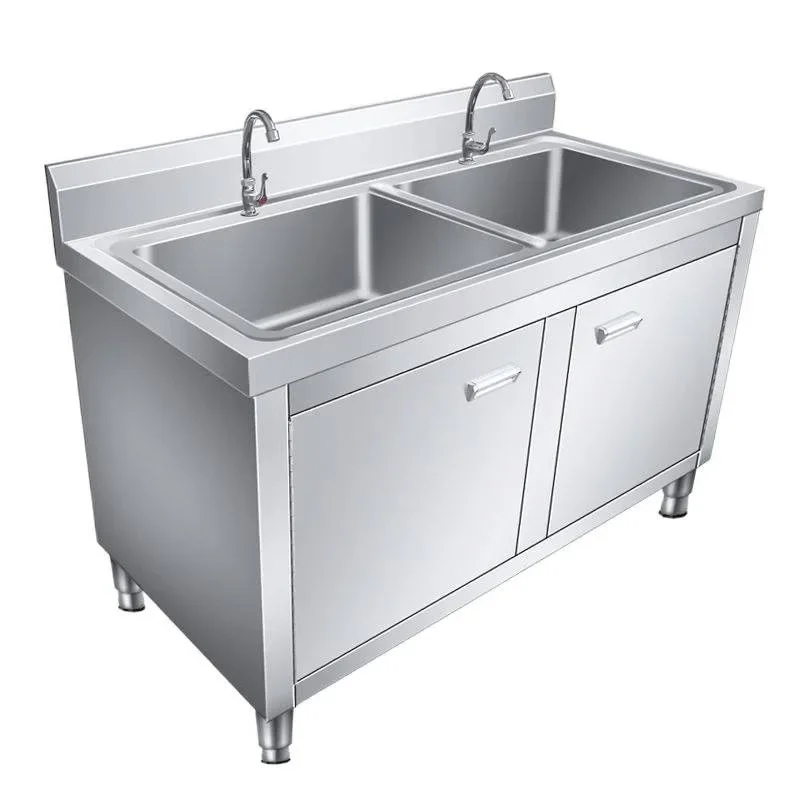 Stainless steel sink cabinet, thickened water kitchen cabinet integrated vegetable washing sink