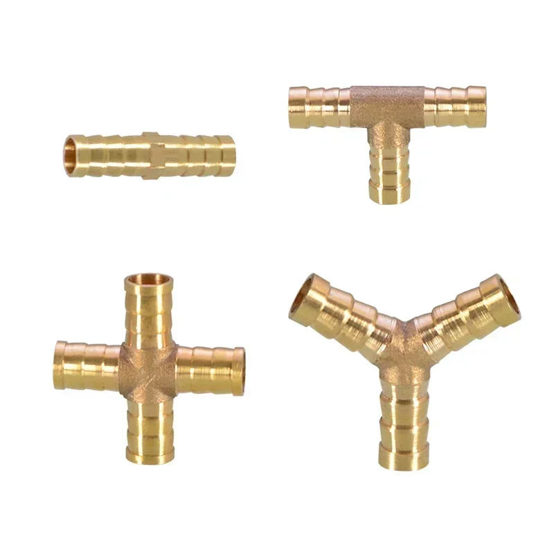 20PCS Brass Hose Barb Fittings Kit, Pagoda Style Pipe Connectors for 6–19mm Water and Air Hose, 2 3 4 Way Couplers Included