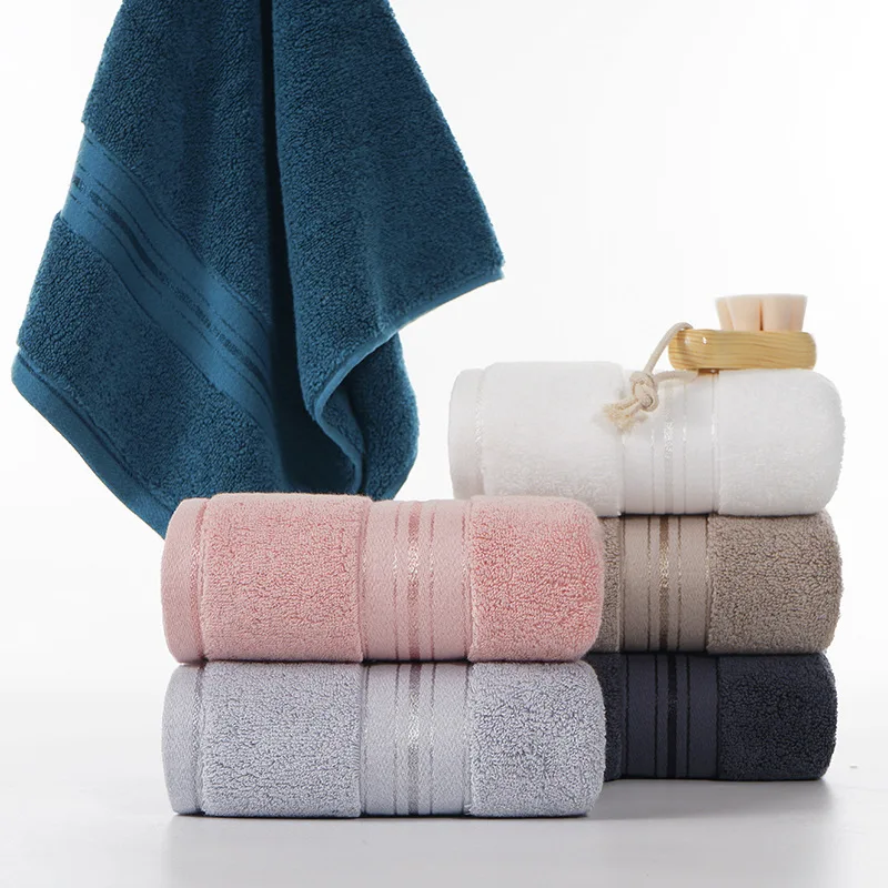 Thickened Pure Cotton Household Towels That Absorb Water And Do Not Shed Hair Plain Color Face Washing Towels